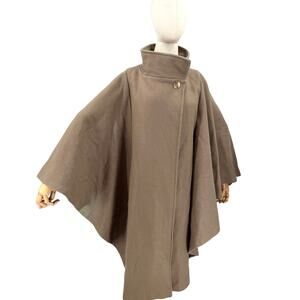 Vintage 70s Brown 100% Wool Oversized Cape